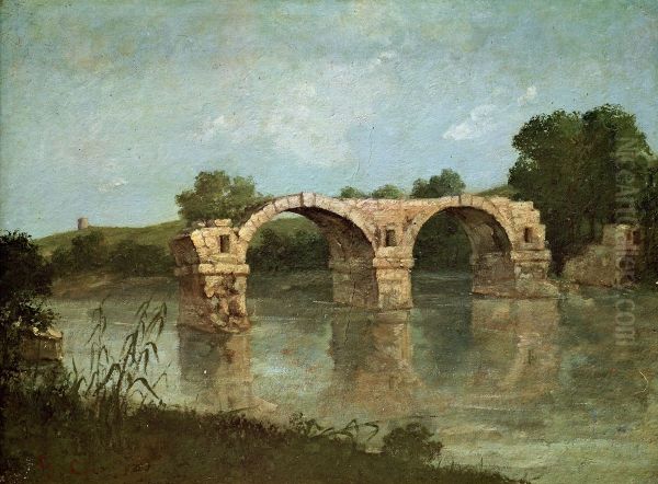 Le Pont d'Ambrussum Oil Painting by Gustave Courbet