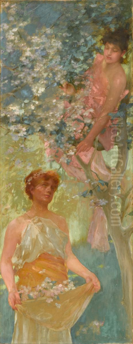 Among the Blossoms Oil Painting by Henry Siddons Mowbray