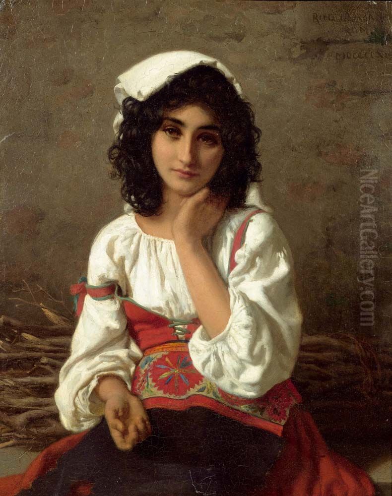 Romisches Madchen in weisser Bluse Oil Painting by Henri Lehmann
