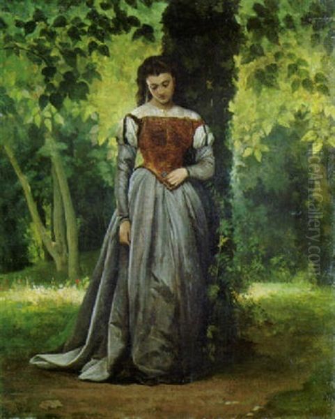 Signora nel parco Oil Painting by Vito D'Ancona