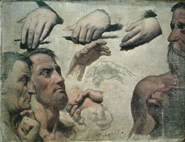 Etude pour L'Apotheose d'Homere Oil Painting by Jean Auguste Dominique Ingres