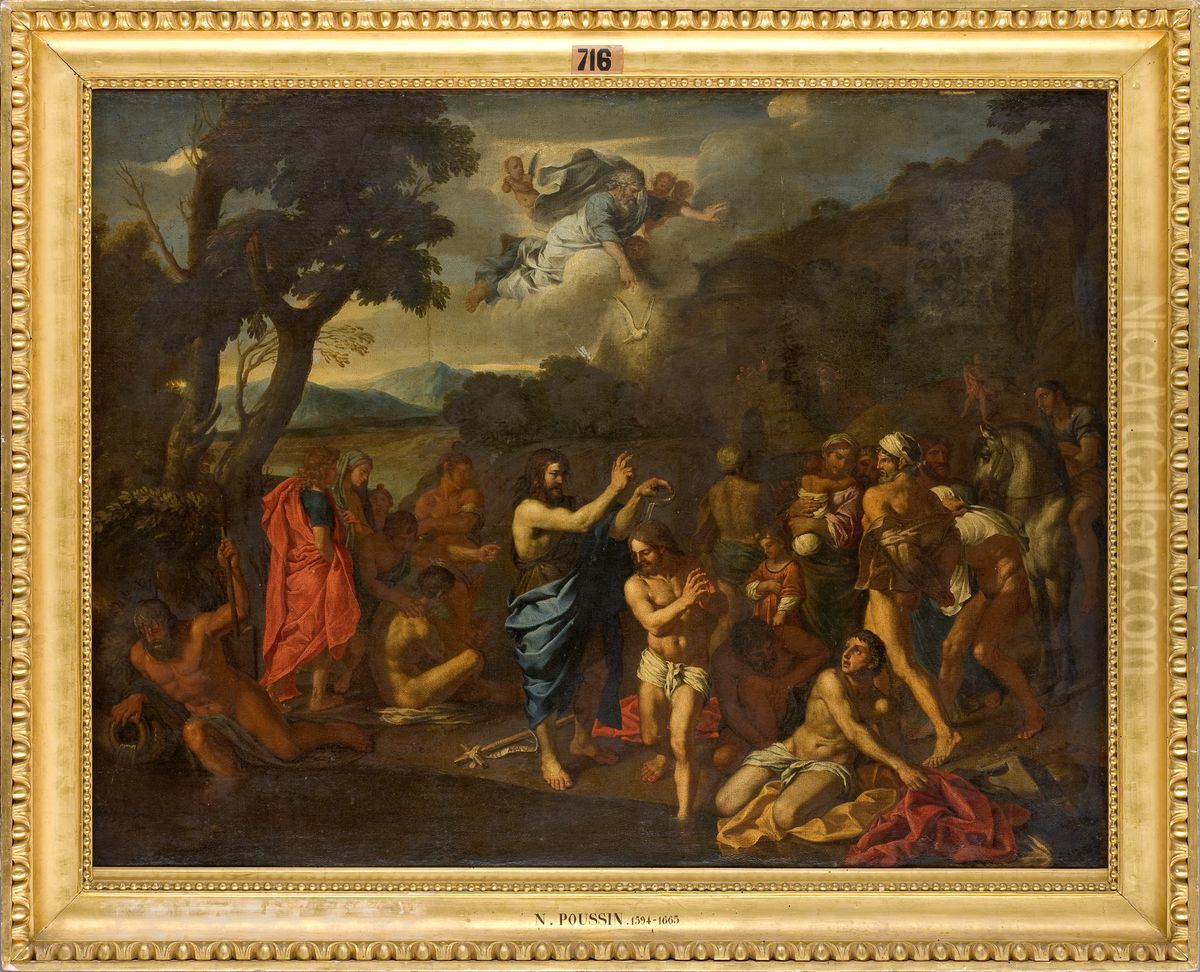 Le Bapteme du Christ Oil Painting by Nicolas Poussin