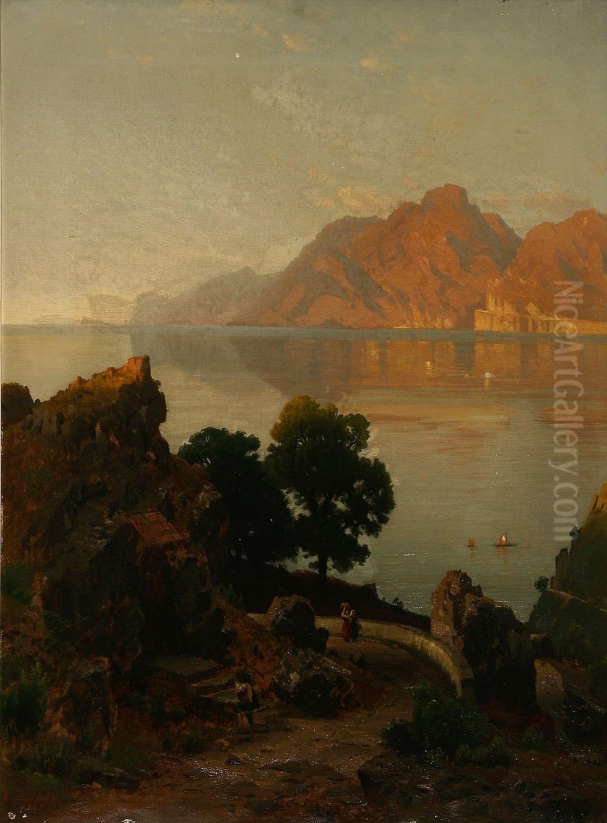 Quiet evening in Italy Oil Painting by Karl Gustav Rodde