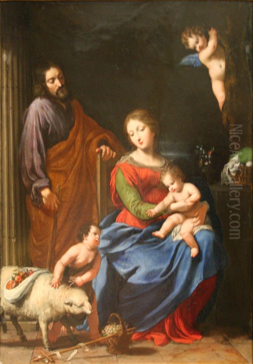 Sainte Famille avec Saint Jean-Baptiste. Oil Painting by Jacques Stella