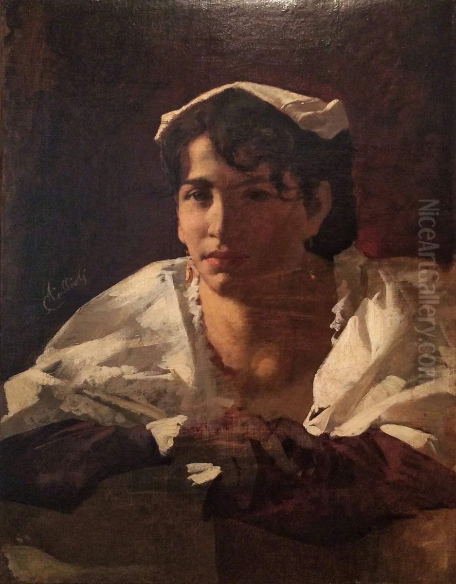 Woman from Ciociaria Oil Painting by Amos Cassioli