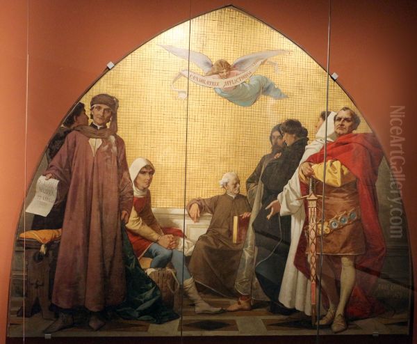 Founders of the Institutes of Charity of Florence Oil Painting by Amos Cassioli