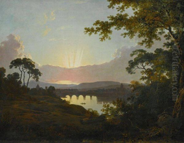 Vue de Florence et de l'Arno Oil Painting by Joseph Wright of Derby