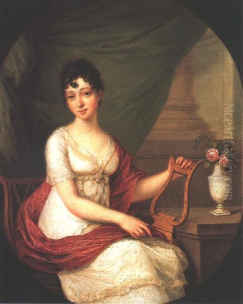 Lanton jatszo no Oil Painting by Janos Donat