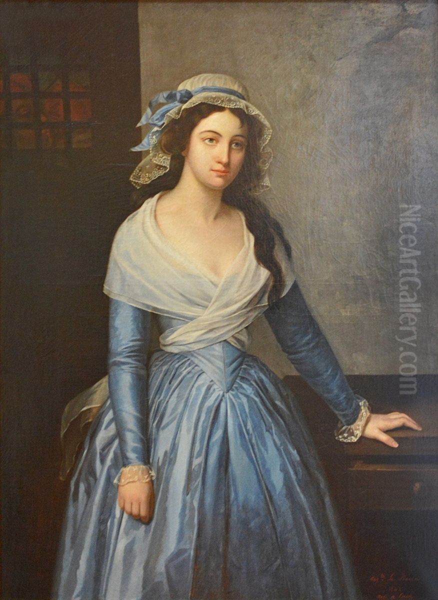 Charlotte Corday dans sa prison Oil Painting by Augusta Lebaron-Desves