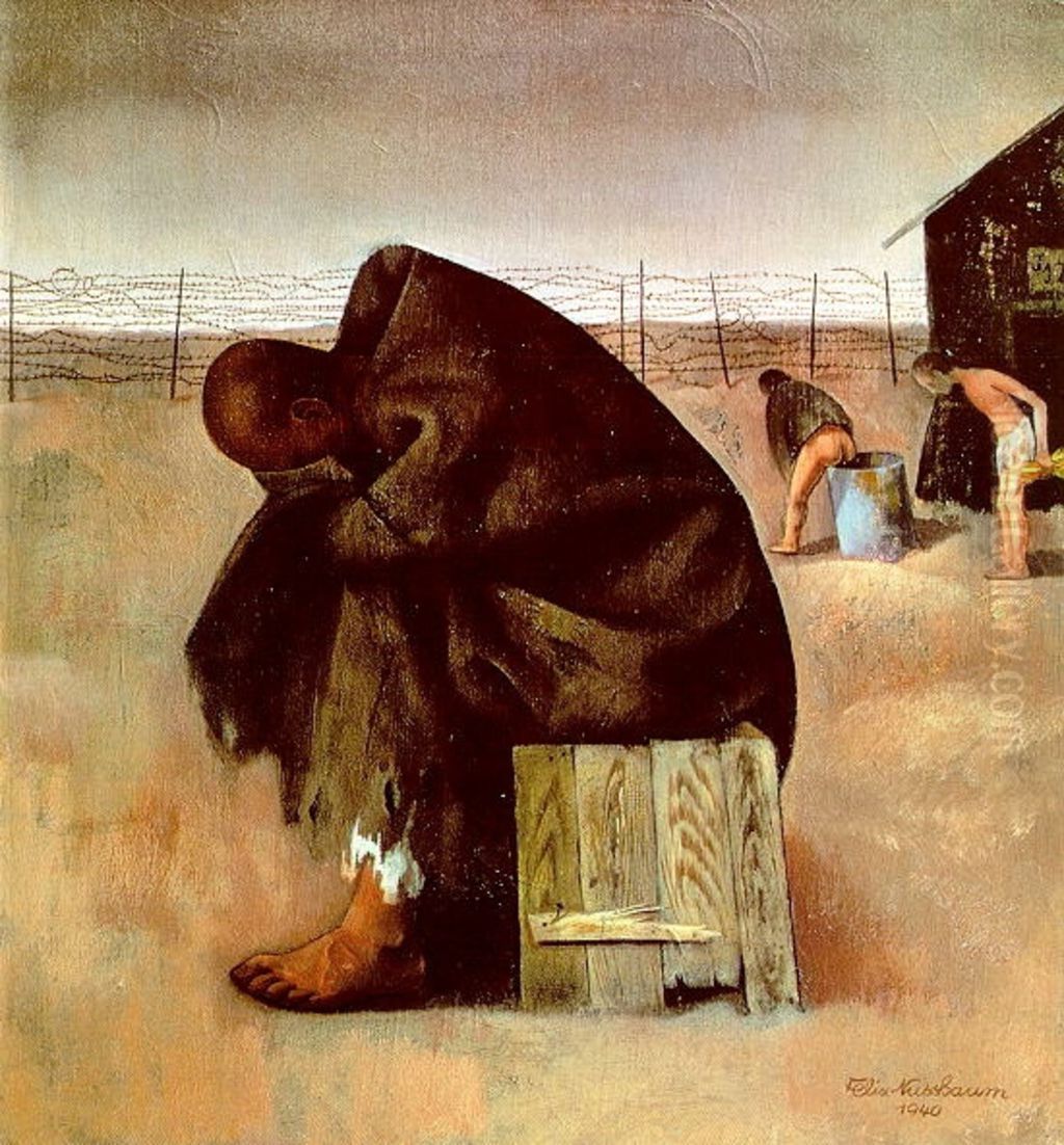 Im Lager (Gefangenenlager) Oil Painting by Felix Nussbaum