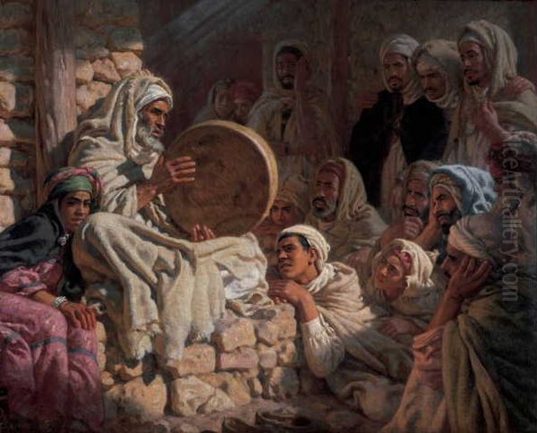 Le conteur arabe Oil Painting by Nasreddine Dinet