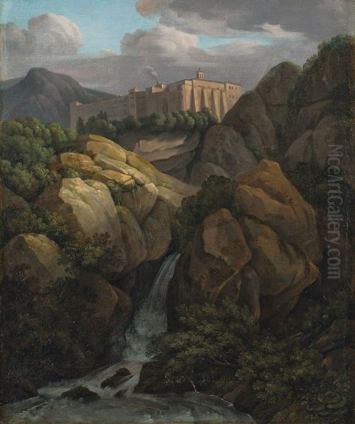 Kloster Santa Scolastica bei Subiaco Oil Painting by Jacob Wilhelm Mechau
