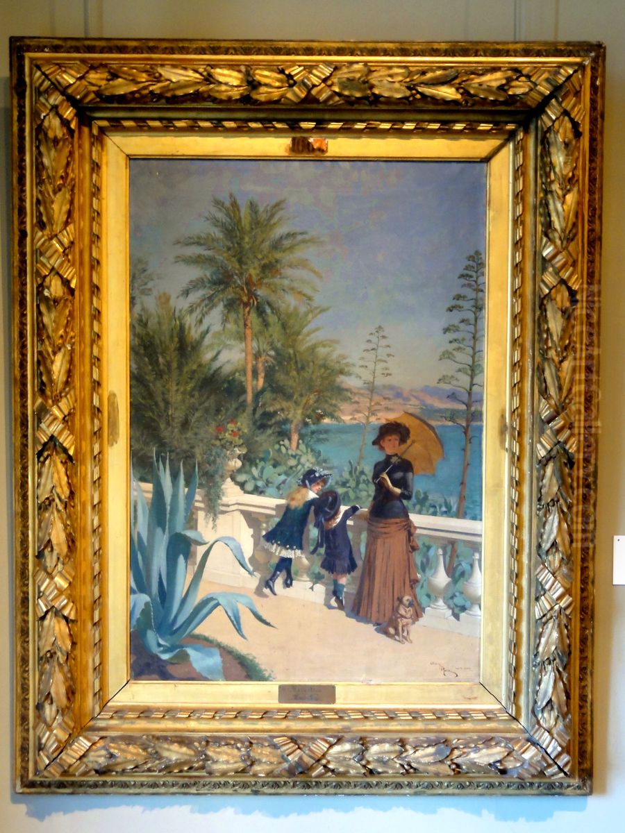 Terrasse a Monte-Carlo. Oil Painting by Adrien Marie