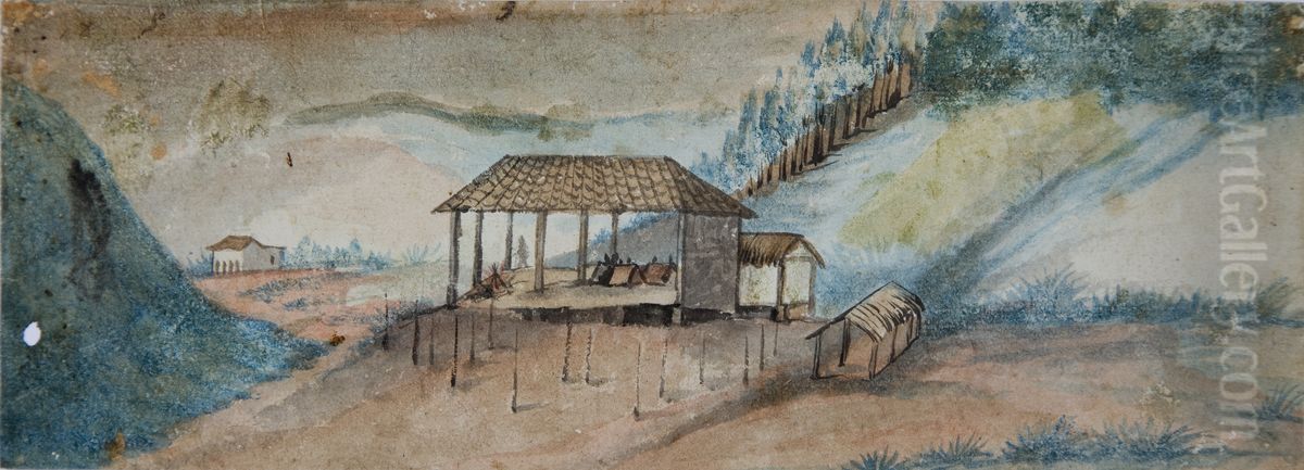 Rancho e paisagem Oil Painting by Miguelzinho Dutra