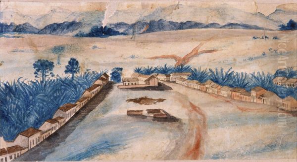 Rancho e paisagem Oil Painting by Miguelzinho Dutra