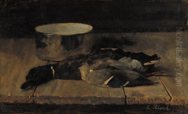 Stilleben mit Ente Oil Painting by Carl Schuch