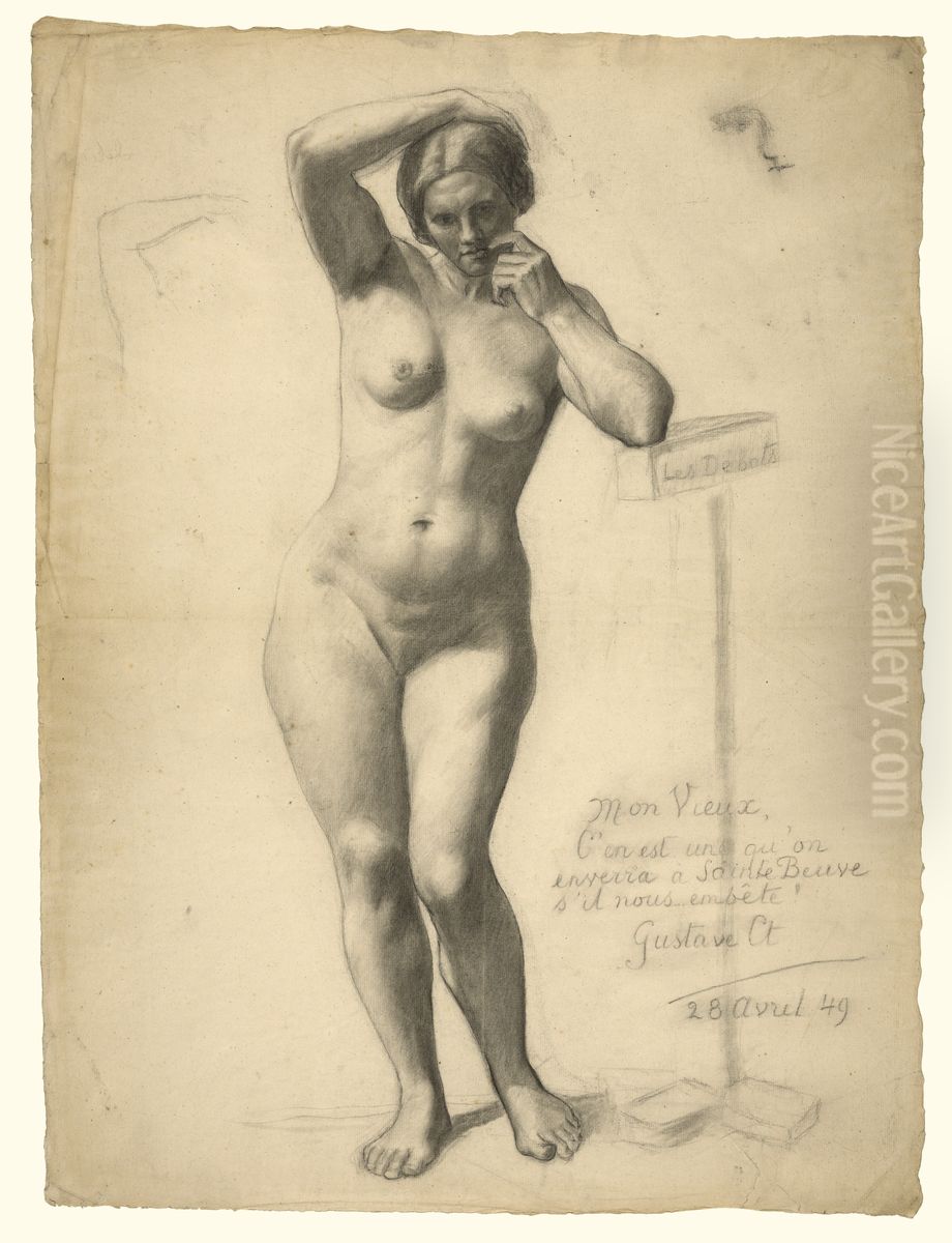 Standing Female Nude Oil Painting by Gustave Courbet