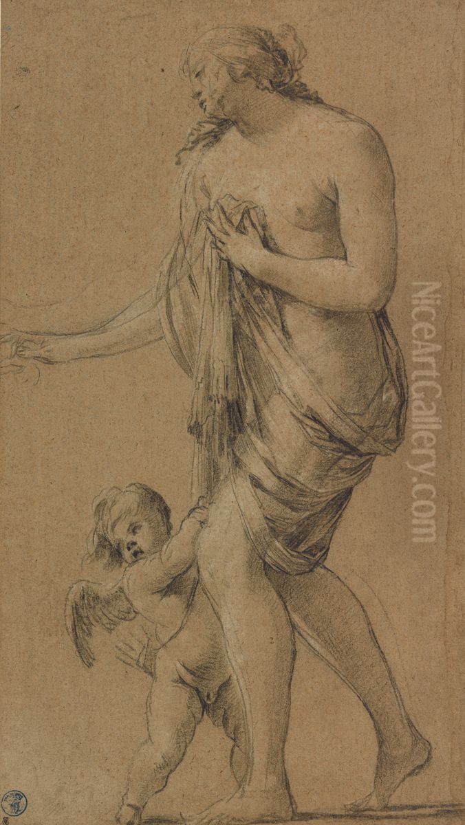 Study for the figures of Venus and Cupid (recto) Oil Painting by Simon Vouet