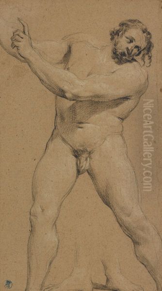 Study of a Male Nude (verso) Oil Painting by Simon Vouet
