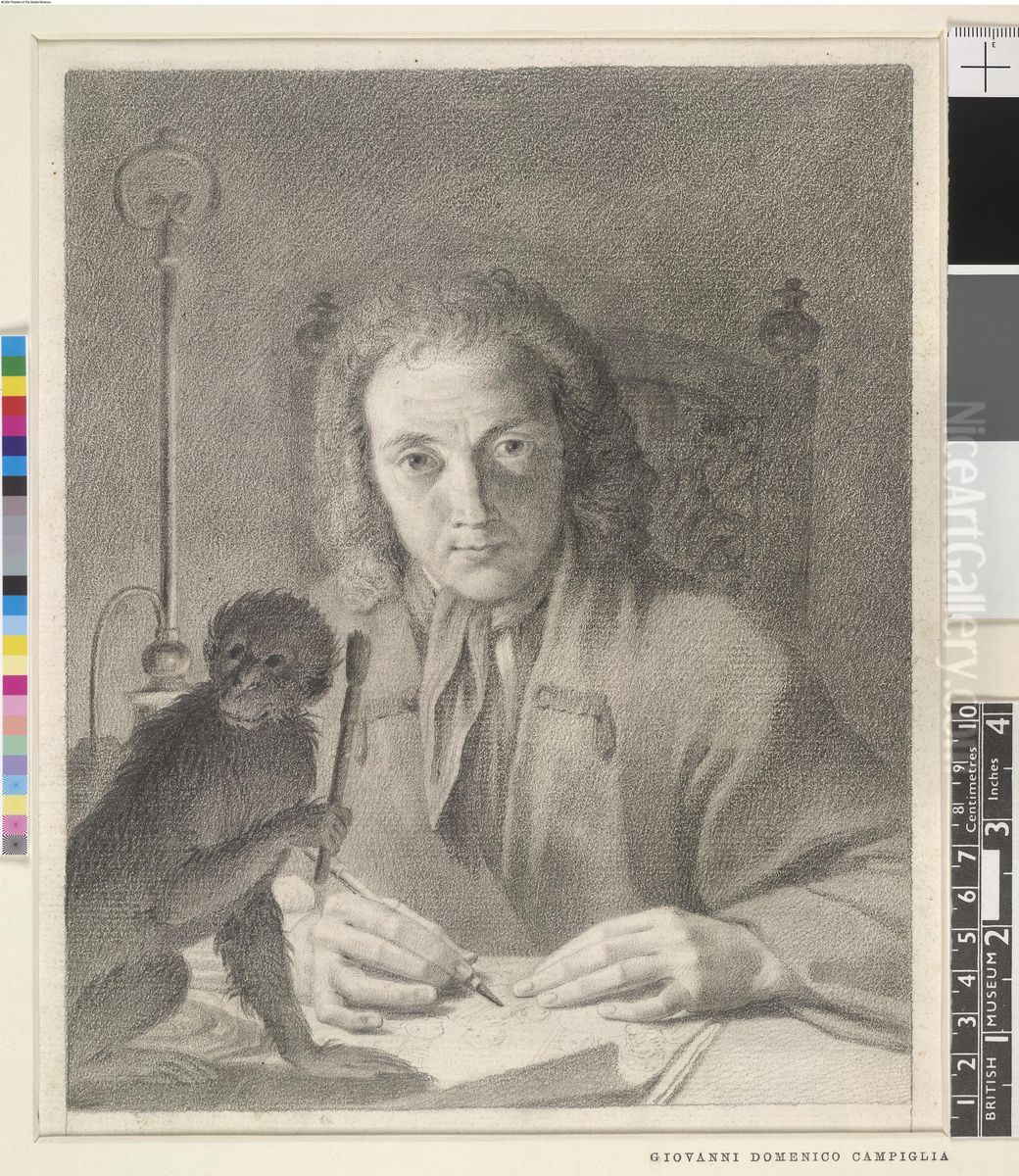 Self-portrait of Campiglia drawing Oil Painting by Giovanni Domenico Campiglia