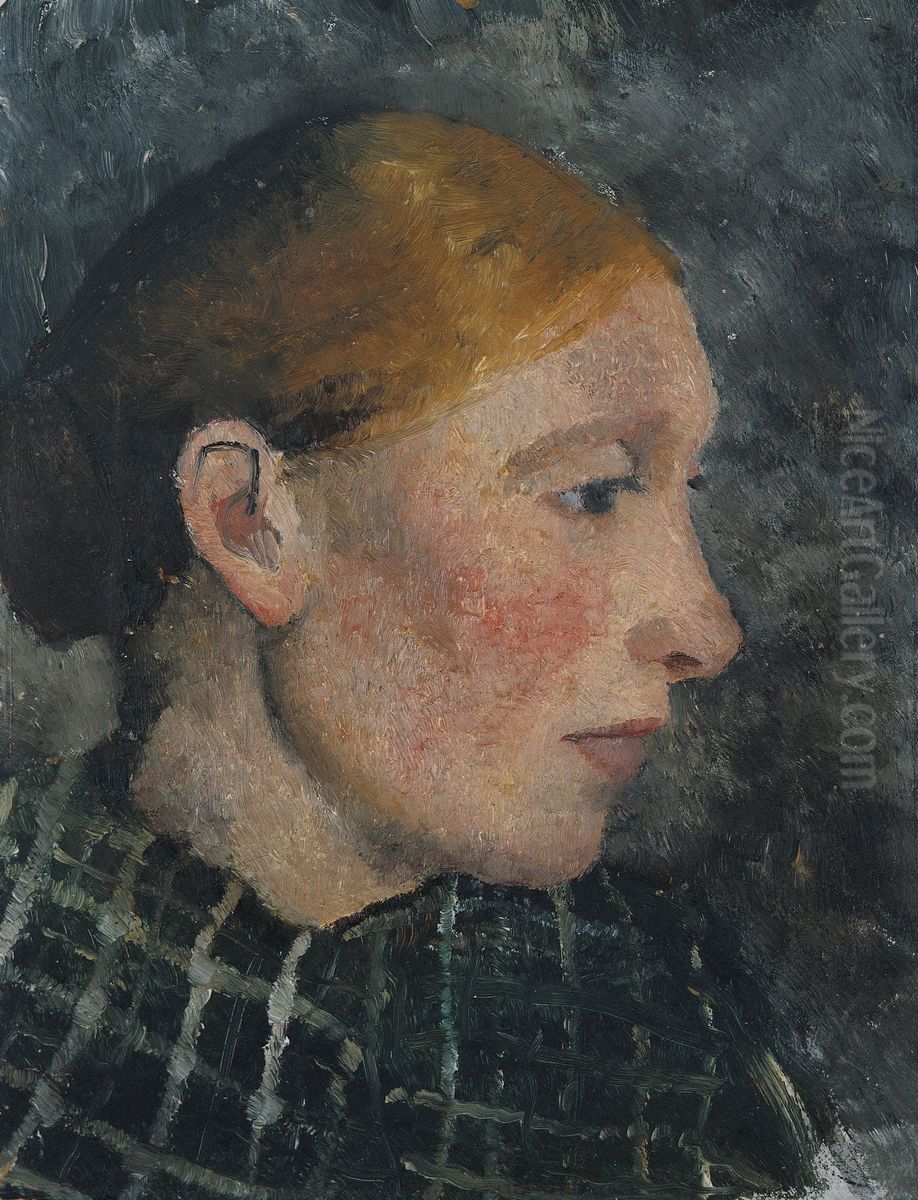 Kopf einer Bauerin im Profil nach rechts Oil Painting by Paula Modersohn-Becker