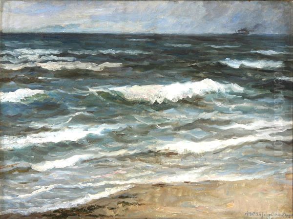 Kystparti fra Skagen. Oil Painting by Johannes Wilhjelm