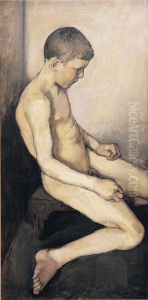 Naken gosse Oil Painting by Magnus Enckell