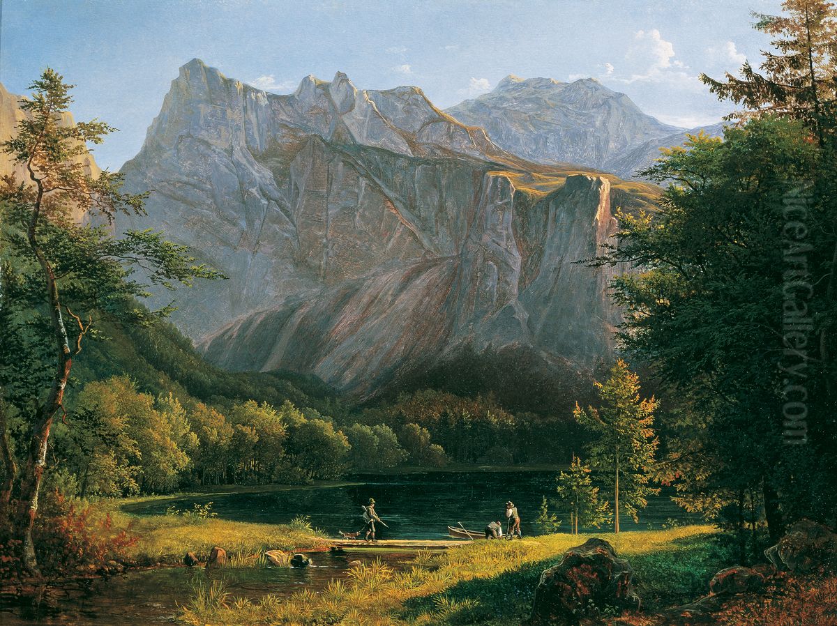 Der hintere Langbathsee Oil Painting by Josef Feid