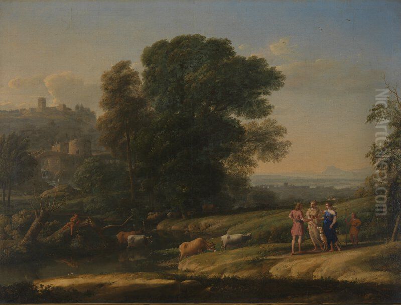 Landscape with Cephalus and Procris reunited by Diana Oil Painting by Claude Lorrain (Claude Gellee)
