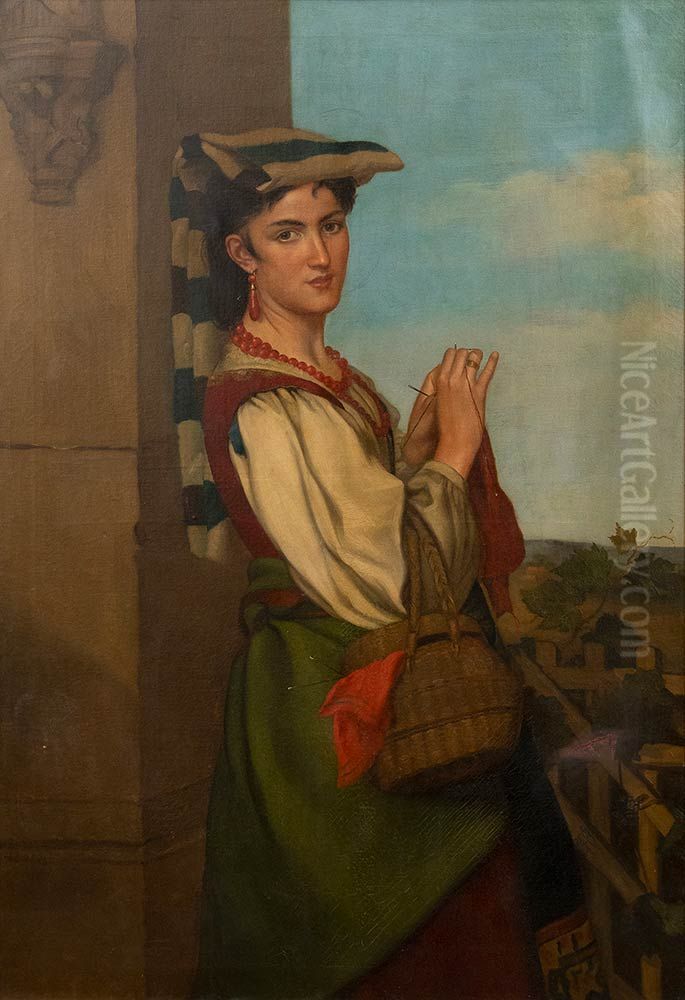 Maria Grazia Boni lavora a maglia Oil Painting by Filippo Indoni