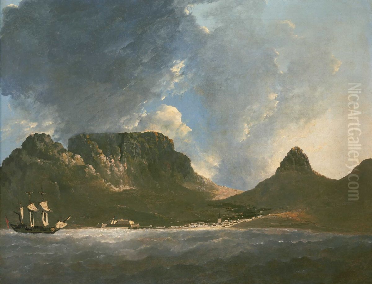 A view of the Cape of Good Hope, taken on the Spot, from on board the Resolution, Capt. Cook Oil Painting by William Hodges