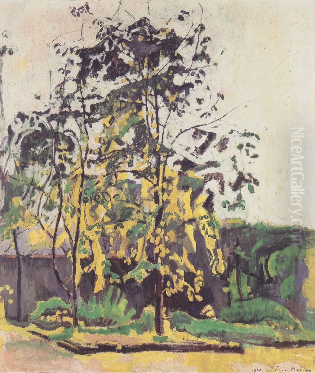Baume im Ateliergarten Oil Painting by Ferdinand Hodler