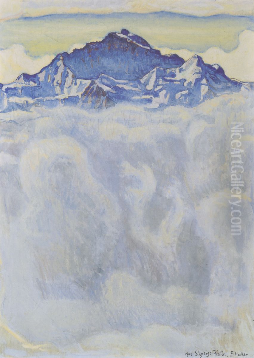 Die Jungfrau uber dem Nebelmeer Oil Painting by Ferdinand Hodler