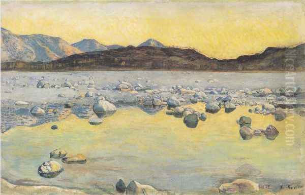 Maggiadelta vor Sonnenaufgang Oil Painting by Ferdinand Hodler