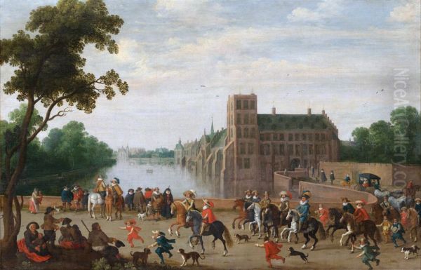 Hofvijver, viewed from Buitenhof Oil Painting by unknown