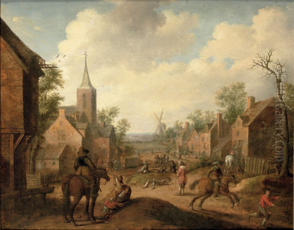 Soldaten plundern ein Dorf Oil Painting by Joost Cornelisz Droochsloot
