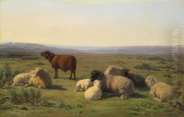Sheep Resting in the Meadow Oil Painting by Juliette Bonheur