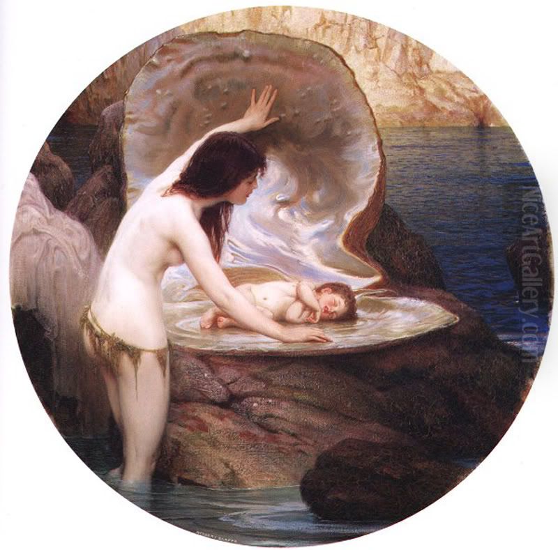 A Water Baby Oil Painting by Herbert James Draper