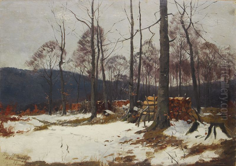 Winterlicher Holzschlagplatz Oil Painting by unknown