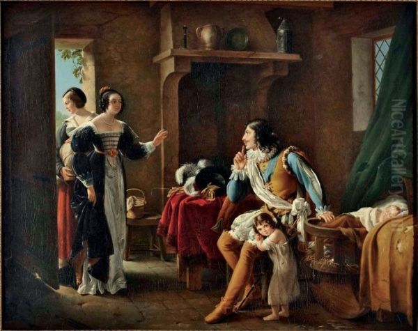Louis XIII et Mlle de La Fayette Oil Painting by Eugenie Servieres