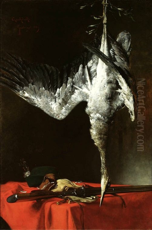 Still life with a heron Oil Painting by Wladyslaw Czachorski