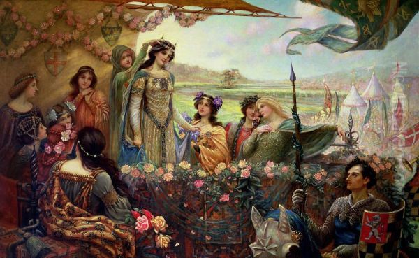 Lancelot   and  Guinevere Oil Painting by Herbert James Draper