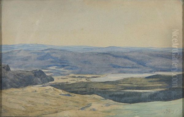 A view of a moor. Oil Painting by Janus la Cour