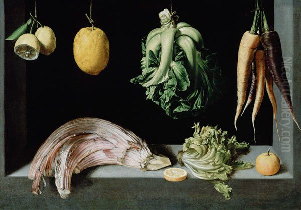 Fenetre, Fruits et Legumes Oil Painting by Juan Sanchez Cotan