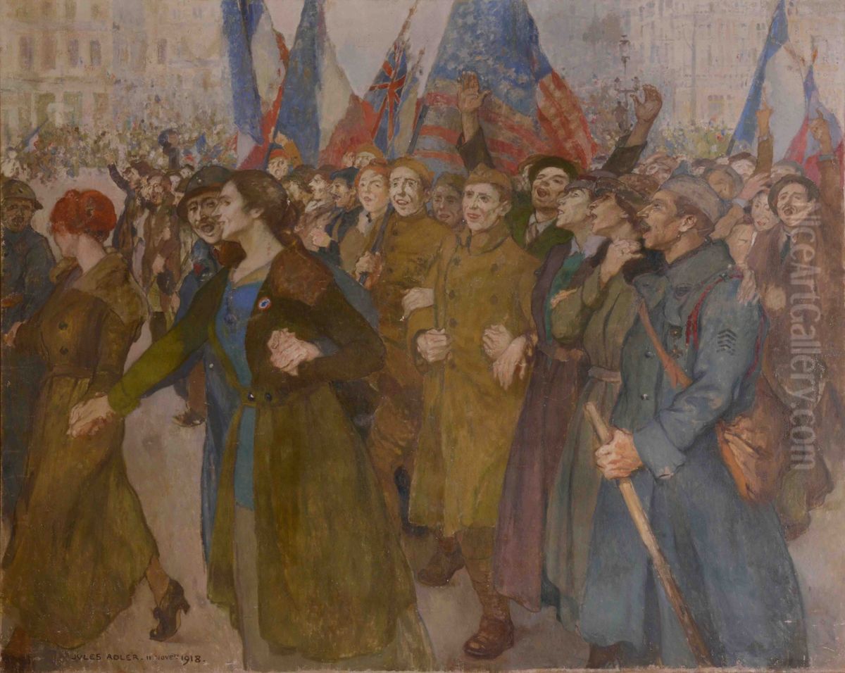 L'armistice de 1918 Oil Painting by Jules Adler
