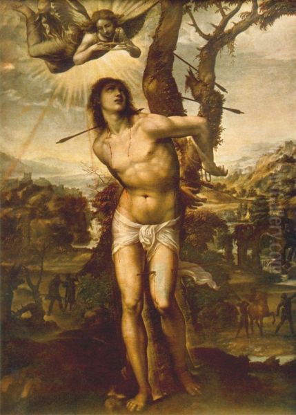 Hl. Sebastian und Madonna mit Heiligen Oil Painting by Il Sodoma