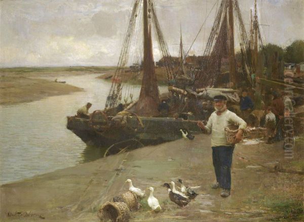 When the boats come in Oil Painting by Walter Osborne