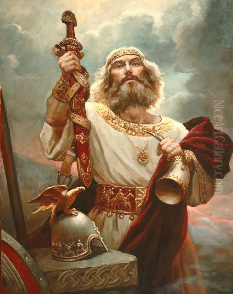 Sventovit Oil Painting by Andrey Shishkin