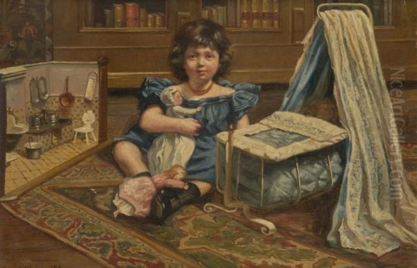 A child in play. Oil Painting by Svend Ronne