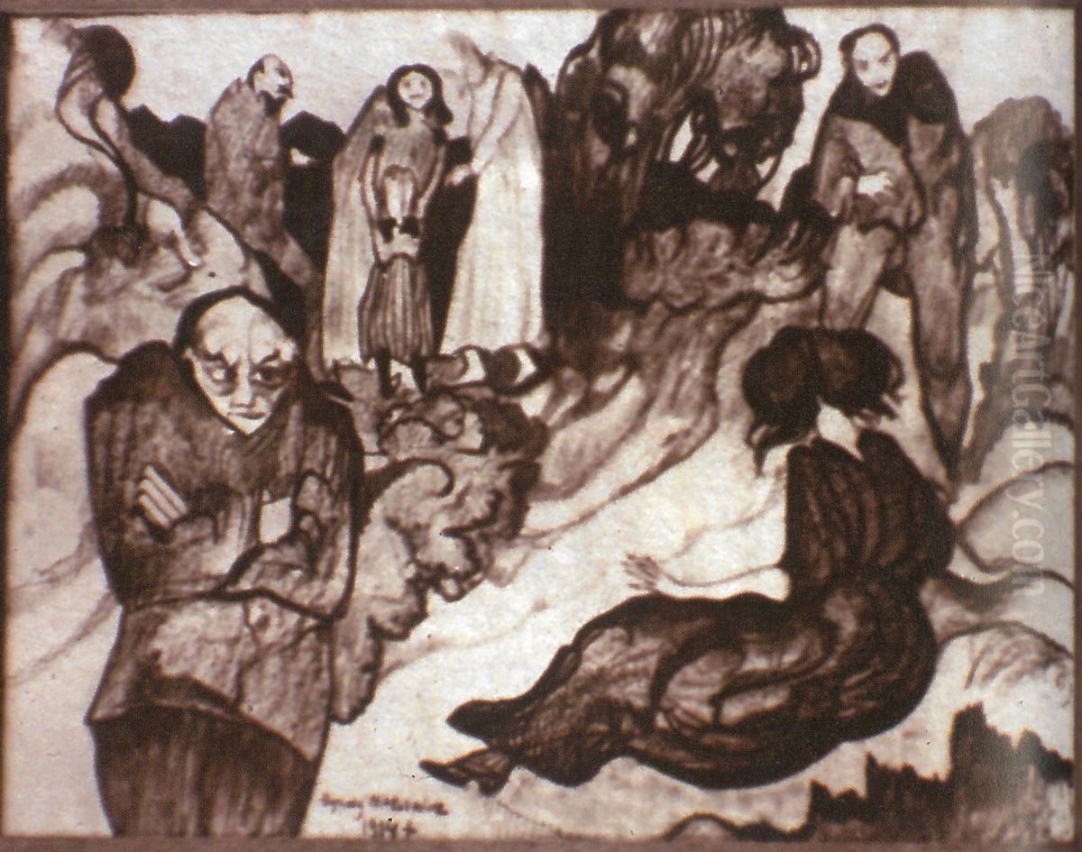 Composition with six figures Oil Painting by Stanislaw Ignacy Witkiewicz (Witkacy) Composition with six figures Oil Painting by Stanislaw Ignacy Witkiewicz (Witkacy)